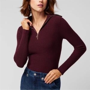 NWT WHBM Rib Half Zip Pullover